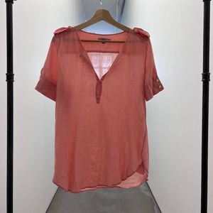 pink shirt with short sleeves